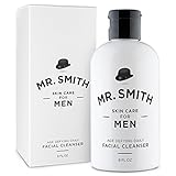 Mr. Smith Co. Daily Face Cleanser for Men 8oz. Exfoliating facial wash and acne scrub. Gentle on skin.