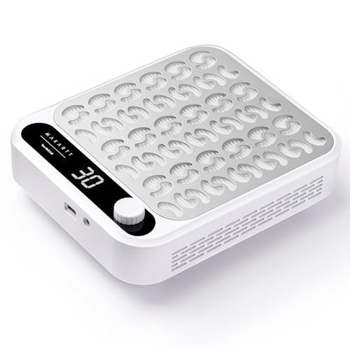 Makartt Nail Dust Collector - Professional Powerful Suction Larina Dust Collector Nail Tech LED Display, Adjustable Speed Reusable Filter, Strainer Panel for Acrylic Nail Polishing Manicure Salon Home