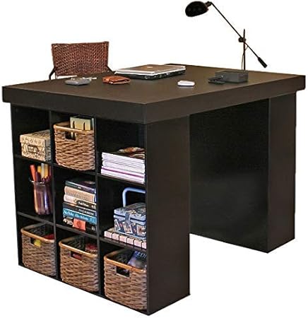 Venture Horizon Project Center Desk With 2 Bookcase Sides Black Amazon Co Uk Kitchen Home