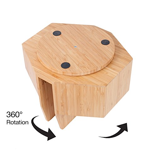 Bamboo Rotating Utensil Holder Portable Silverware Caddy, Condiment