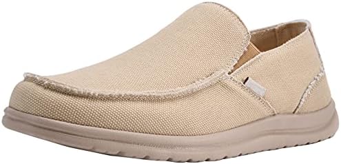 Canven Mens Canvas Shoes Slip On Loafers Deck Shoes Walking