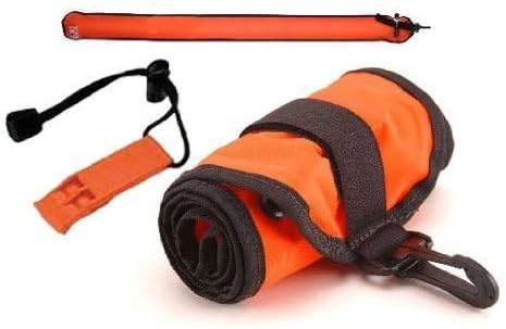 Performance Divers Scuba Diving 6 foot Surface Marker Signal Tube Oral Inflator (SMB) Marine Orange