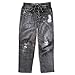 Collections Etc Mens Distressed Faux Dark Denim Soft Cotton Lounge Pant - Drawstring Waistband for Great Fit, Black Denim, Medium