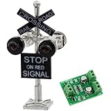 Evemodel JTD1506RP 1 Set N Scale Railroad Train/Track Crossing Sign 4 Heads LED Made + Circuit Board Flasher-Flashing Red Train Signal Lights Decoration and Party