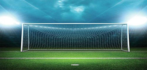 Soccer Piggy Bank by Ambesonne, Soccer Goal Post Sports Area Winner Loser Line Floodlit Best Team Finals Game Theme, Printed Ceramic Coin Bank Money Box for Cash Saving, Green Blue - Thumbnail 3