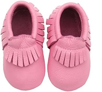 Posh Baby Shoes: Genuine Leather, Hand Made, Durable, Slip-on Baby Moccasins. A Great Gift for Newborns, Infants, and Toddlers. (18-24 Months (5.3 in), Pink)