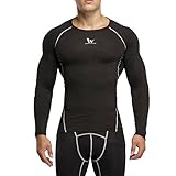 Men's Compression Tight Shirt Base layer Running Shirt Black/Blue