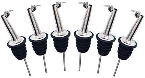 Stanhill*Value 6 Pack* Commercial Quality Stainless Steel Flip-Top Liquor Pourers with Tapered Spout