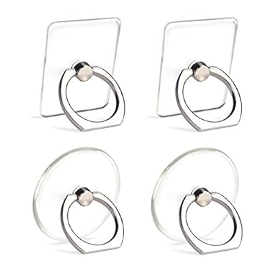 Cell Phone Ring Holder Stand Transparent 4 Pack Finger Grip Loop Mount 360 Degree Rotation Universal Smartphone Kickstand Compatible with iPhone X 8 7 7Plus Samsung Galaxy S8