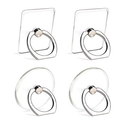 Cell Phone Ring Holder Stand Transparent 4 Pack Finger Grip Loop Mount 360 Degree Rotation Universal Smartphone Kickstand Compatible with iPhone X 8 7 7Plus Samsung Galaxy S8