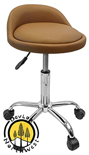 DevLon NorthWest Salon Stool with Back Rest Saddle Hydraulic Spa Stool (LIGHT BROWN)