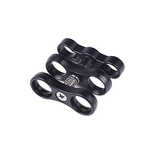Minifocus 1'' Ball Clamp Adapter with Two 1/4" Screw Ball Head for Diving Photography Arm Tray Video Cage Monitor Accessory Mount Magic Arm System Underwater Camera Housing - Thumbnail 5