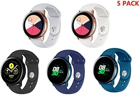 SOCEN 5-Pack Sport Bands Compatible Samsung Galaxy Watch Active (40mm)/ Galaxy Watch 42mm Watch Band,Soft Silicone Breathable Sport Strap Replacement Wristband for Galaxy Watch Active 40mm (A-5 Pack)