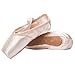 MICHEALWU Girls Dance Shoe Professional Level Pink Satin Ballet Pointe Shoes with Ribbon and Toe Pads (US7 (Inner length = 9.44 inch))