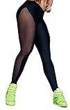 Nulibenna Women's Mesh Stretchy Workout Sportys Yoga Leggings Ninth Pants