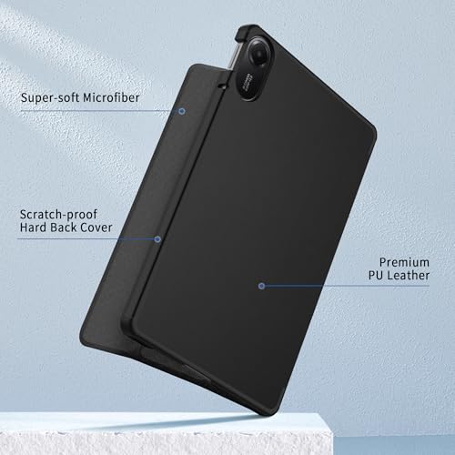 EasyAcc Case Cover Compatible with Xiaomi Redmi Pad 2 11 Inches – Ultra Slim with Lightweight PU Leather Stand Cover, Black