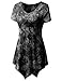 TWINTH Printed Tunic Plus Size Tie Dye Short Sleeve Handkerchief Hem Loose Fit Top Black XL