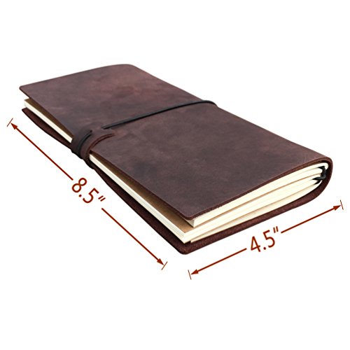 Handmade Travelers Notebook - Refillable Leather Travel Journal Writing Diary,3 Inserts,192 Pages,Standard 8.5 x 4.5 in, Coffee Brown Office Products, Office & School Supplies, Paper, Notebooks & Writing Pads, Hardcover Executive Notebooks