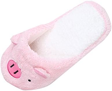 Gaddrt Shoes 1 Pair Lovely Pig Home Anti-Slip Floor Soft Stripe Winter Warm Slippers, Female Coral Velvet TPR Indoor & Outdoor Sole
