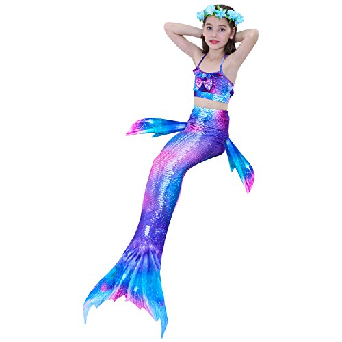Kokowaii Fancy Girl's Swimming Mermaid Tail Mermaid Swimsuits with Monofin - Thumbnail 3