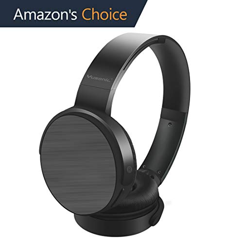Wireless Headphones, Yusonic Bluetooth Headphones On Ear, Hi-Fi Stereo Wireless Headset, Micro SD/TF, FM Radio Foldable Wireless and Wired w/Built-in Mic for Travel/Work/TV/Computer/Cellphone （Black）
