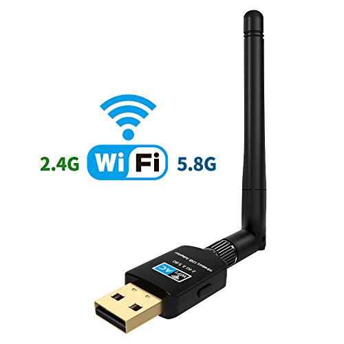 Suntrsi 600Mbps USB Wifi Adapter For Desktop Daul Band 2.4GHz/5GHz 433Mbps 802.11 ac/a/b/g/n USB Wireless Network Adapter for Desktop/Laptop/PC, Support Windows 10/8/7/Vista/XP/2000/Mac Os