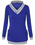 Vafoly Women's V-Neck Sweatshirt Casual Long Sleeve Lightweight Pockets Button Pullover Tunic