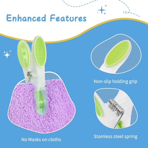 AiQInu Pack of 30 Plastic Clothes Pegs, Non-Slip Clothes Pegs, Multi-Coloured Clips with Soft Padded for Towels, Socks, Underwears and Clothes