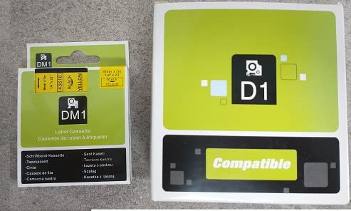 NOW INK LTD 53723 Label Tape. Compatible with DYMO D1 Series Standard Labelling Tapes. 6mm 9mm 12mm 19mm 24mm (24mm, Black ON Gold)