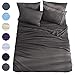 Shilucheng Queen Size 6-Piece Bed Sheets Set Microfiber 1800 Thread Count Percale 16 Inch Deep Pockets Super Soft and Comforterble Wrinkle Fade and Hypoallergenic(Queen, Dark Grey)