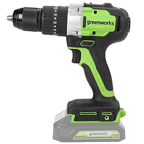 Greenworks Akku-Bohrschrauber GD24DD60 (Li-Ion 24V 60 Nm Drehmoment 1700 U/min 1/2 „Schaftdurchmesser leistungsstarker…