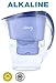 WAMERY Alkaline Water Pitcher 1.5 Liters, 6 Cup, Enhanced 2020 Slim Model, Free Filter Included, Improves pH, Removes Lead, Chlorine, Copper and more. Natural Solution for Acid Reflux and Dehydration