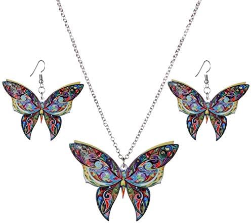 Zentto Set of Necklace Earings with Animal Shape Jewelry Set Children Kids Jewelry Cartoon Butterfly Necklace Earring Sets For Women Ladies Girls Best Gifts