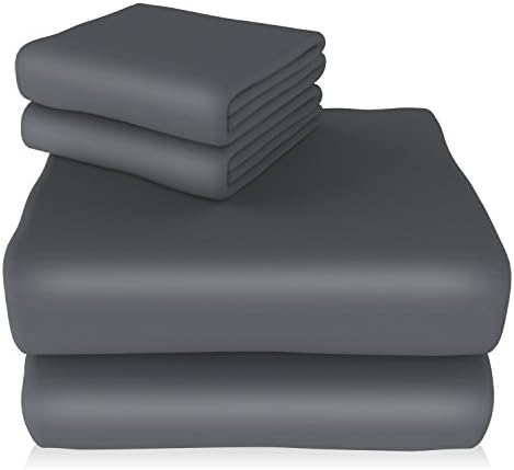 Mali Bed Sheet Set, Pillow Case Set, Brushed 1800 Microfiber Bedding, Wrinkle, Fade, Stain Resistant, Luxury Soft Hypoallergenic Sheets, 4 Piece, (Queen, Gray)