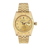 Sangdo Men's with Diamond Round 18k Gold Dial Shell Gold Stainless Steel Band Mechanical Watches