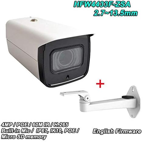 HFW4433F-ZSA 4MP POE IR IP67 Built-in Mic Motorized Lens Network Bullet Camera