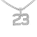 White Gold-Tone Iced Style Bling Hip Hop Jordan Number 23 Pendant 1 Row Stones Tennis Chain 16