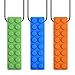 3 Pack Sensory Chewing Necklace for ADHD, Teething, Autism, Biting, Oral Motor Chewy Stick/Tube Toy Jewelry for Boys, Girls, Adults, Toddlers(Blue, Green, Orange) by Accmor