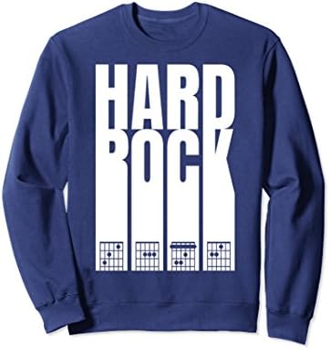 Unisex Hard Rock Chords CAFE Electric Rock Blues Guitar Sweatshirt Large Navy