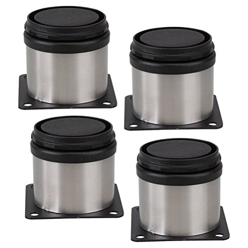 PIXNOR Furniture Cabinet Metal Legs Adjustable Stainless Steel Kitchen Feet Round Pack of 4