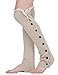 Dimore Plus Size Button Leg Warmers Boot Cuffs for Boots Knit Leg Warmers with Lace Crochet Biege