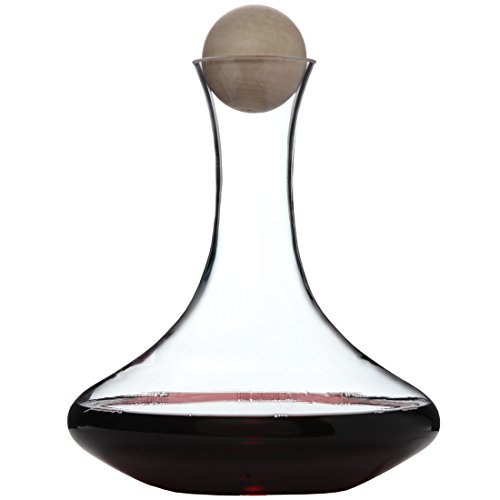 Classic Glass Wine Decanter with Wooden Ball Stopper and Decanter Dryer