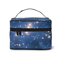 XOMAO Beautiful Galaxy Star Makeup Bag Square Cosmetic Bag Portable Travel Toiletry Bag Organizer Makeup Brushes Bag Waterproof Organizer Bag for Women