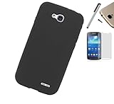 For LG Optimus L90 D415 (T-Mobile) Soft Gel Case Rubber Skin Silicone Cover + [WORLD ACC] TM Brand LCD Screen Protector + Silver Stylus Pen + Black Dust Cap Free Gift (Silicone Black)