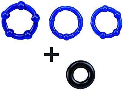 4 PCS Mini Silicone Delay Ring Classic Waterproof Ring Set for Men (Blue)