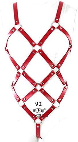 Body Leather Harness Set Bra Women Bundle Red Punk Goth Lingerie Party Cosplay Dance