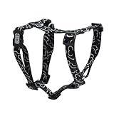 Dogit Adjustable Harness, 1-Inch width by Neck 20 by 30-Inch, Chest: 28 by 39-Inch, Large, Bones, Black