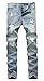 NITAGUT Men's Ripped Slim Fit Tapered Leg Jeans Light Blue-US 30