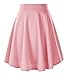 Urban CoCo Women's Basic Midi Skirt Versatile Stretchy Flared Casual High Waisted Skirt(Small, Pink-Long)