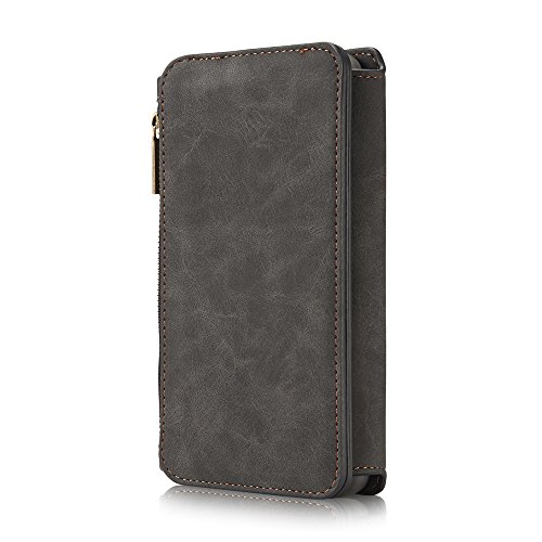 Sammid Galaxy S8 Case, 5.8 inch Multi-function Zipper PU Leather Phone Case with Card Slot, Removable Case for Galaxy S8 - Black - Thumbnail 3